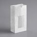 A white rectangular paper bag with a window.