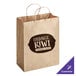 A brown natural kraft paper shopping bag with handles and white customizable text.