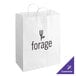 A white paper shopping bag with black customizable text.