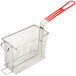 A Cecilware stainless steel electric countertop fryer with a wire basket and a red handle.