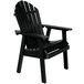 A black Sequoia faux wood Adirondack dining chair with armrests.