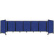 A blue rectangular Versare SoundSorb room divider with black borders.