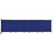 A blue rectangular wall-mounted divider with black poles.