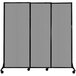 A light gray Versare sliding room divider on wheels.