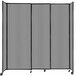 A light gray Versare Poly StraightWall sliding room divider on wheels.