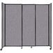 A Versare Cloud Gray StraightWall sliding room divider with black frame and wheels.