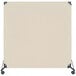 A beige Versare portable partition with black wheels.