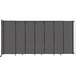 A Versare charcoal gray wall-mounted sliding room divider.