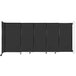 A black wall-mounted room divider with a white border and sliding panels.