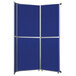 a blue rectangular object with silver metal frame
