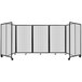 a three paneled screen with wheels