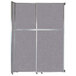 A grey rectangular Versare sliding room divider with metal bars.
