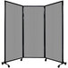 A light gray Versare Quick-Wall room divider on wheels.