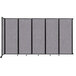 A Versare wall-mounted room divider with black trim and four panels.