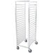 A white metal Cres Cor sheet pan rack with wheels.