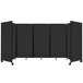 A black rectangular Versare room divider with four panels.