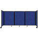 A blue Versare SoundSorb folding room divider on wheels.