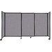 A Versare Cloud Gray StraightWall sliding room divider on wheels.