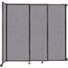 A Versare Cloud Gray wall-mounted sliding room divider with a black frame.