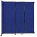 A Versare Royal Blue StraightWall wall-mounted room divider with blue fabric.