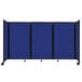 A Versare Royal Blue room divider with wheels.