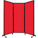 A red Versare Quick-Wall folding room divider with black trim.