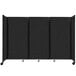 A black Versare SoundSorb folding room divider on wheels.