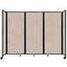 A beige Versare SoundSorb room divider with black frame.