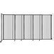 a row of white and black folding screens