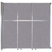 A Versare Cloud Gray room divider with a metal frame.
