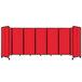 A red Versare room divider with black trim.