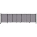 A close-up of a Versare Cloud Gray fabric room divider.