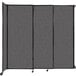 A Versare charcoal gray wall-mounted sliding room divider.
