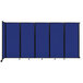 A blue rectangular Versare wall-mounted room divider with black trim.