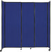 A Versare Royal Blue room divider with wheels.