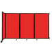 A red room divider with black trim.