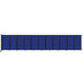 A blue rectangular wall-mounted room divider with black trim.