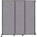 A Versare Cloud Gray wall-mounted sliding room divider with black frame.