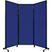 A Versare Royal Blue room divider with wheels.