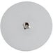 A white round disc with a metal nut on top.