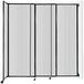 A clear Versare StraightWall wall-mounted room divider with black metal rods.