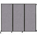 A Versare Cloud Gray wall-mounted folding room divider with black frame.