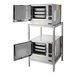 Two Cleveland SteamChef double deck electric steamers with open doors.