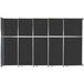 A black rectangular Versare sliding room divider with silver metal frame.