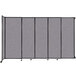 A Versare Cloud Gray wall-mounted sliding room divider with black metal frame.