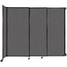 A Versare charcoal gray wall-mounted sliding room divider.