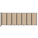 A beige Versare wall-mounted room divider with black frames and four panels.