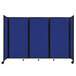 A royal blue Versare foldable room divider with wheels.