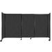 A black Versare StraightWall sliding room divider with wheels.