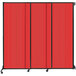 A red wall-mounted Versare Quick-Wall sliding room divider.